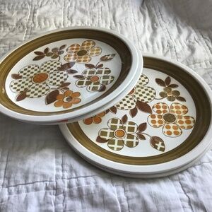 SET OF FIVE VINTAGE ‘MEADOW VIEW’ FLOWER POWER PATCHWORK MIKASA DINNER PLATES